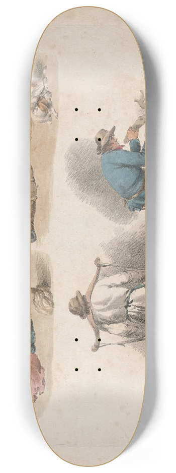George Morland - Studies of Laborers 8.25 inch art skate deck