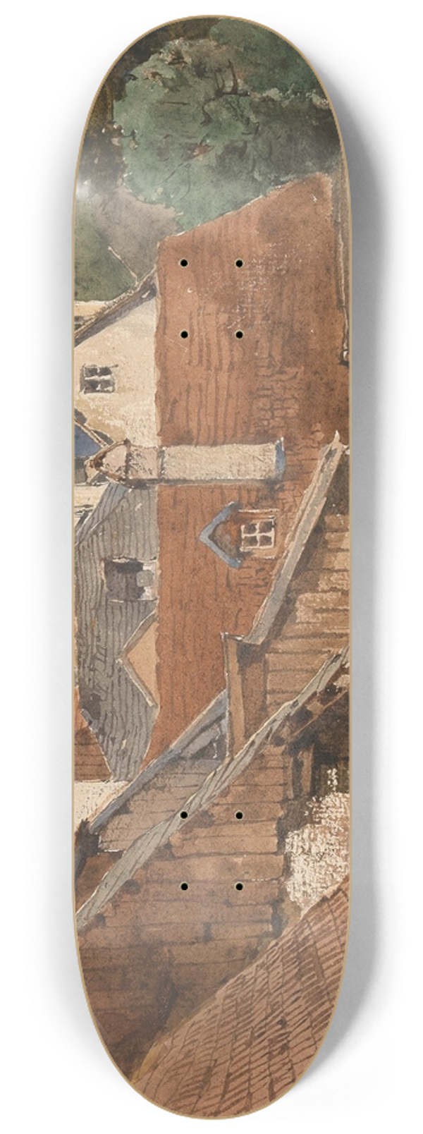 Fritz Lach - Roofs of houses in Eisenerz 8.25 inch art skate deck