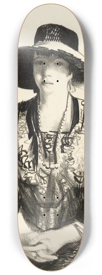 George Wesley Bellows - The Black Hat 8.25 inch art skate deck