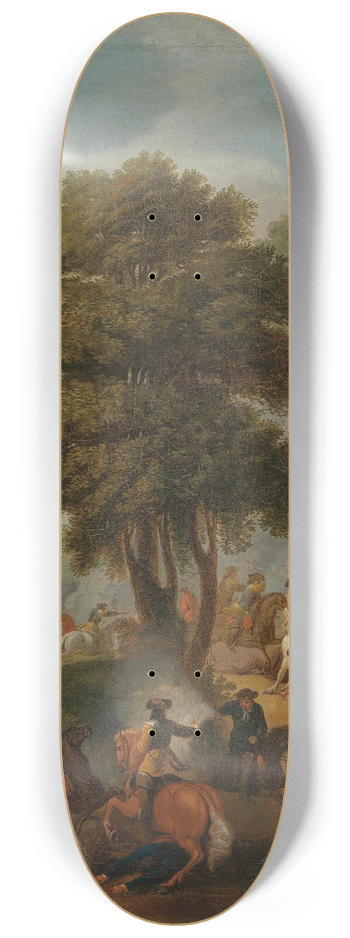 Georg Philipp Rugendas the Elder - A cavalry skirmish 8.25 inch art skate deck