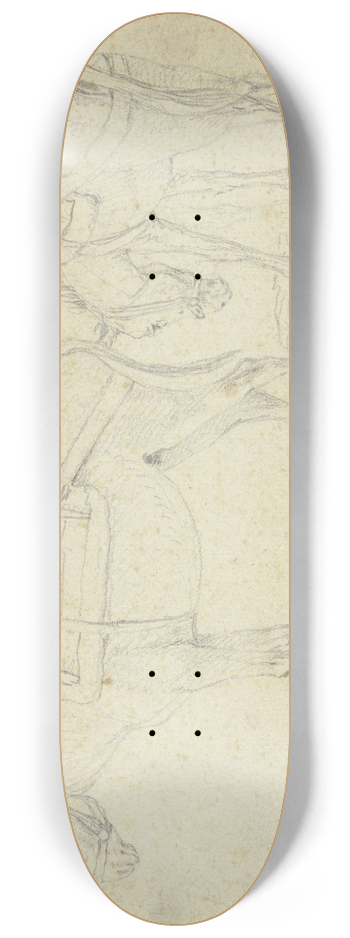 Georg Philipp Rugendas the Elder - Two bridled donkeys 8.25 inch art skate deck