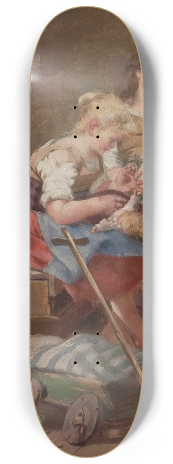 Georg Rssler - Zwei Mdchen mit Puppen 8.25 inch art skate deck