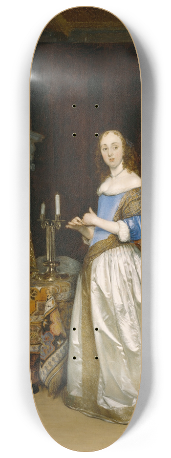 Gerard ter Borch - Lady at Her Toilette 8.25 inch art skate deck
