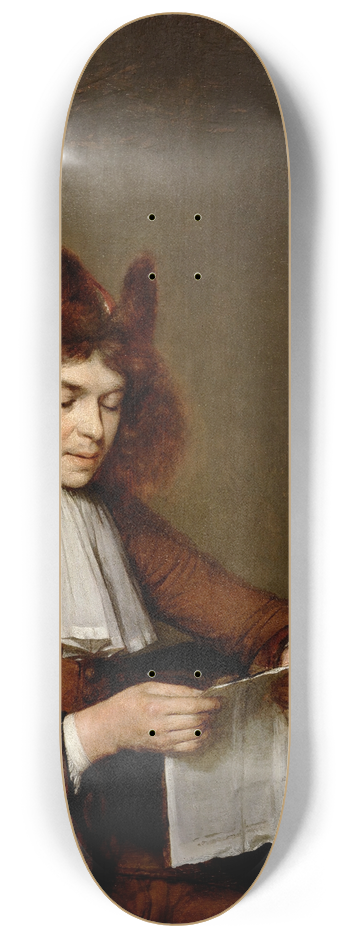 Gerard ter Borch - Young Man Reading 8.25 inch art skate deck