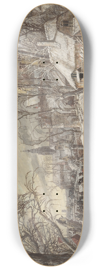 Gerrit Battem - Figures on a Frozen Canal 8.25 inch art skate deck