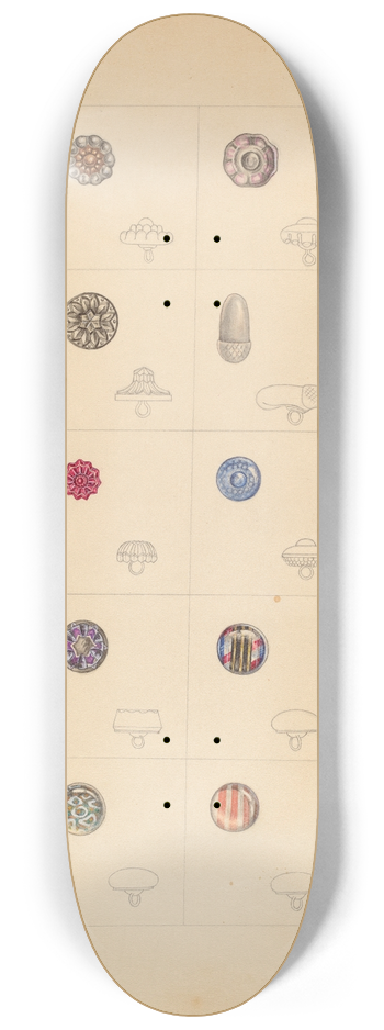 Gertrude Lemberg - Buttons 8.25 inch art skate deck