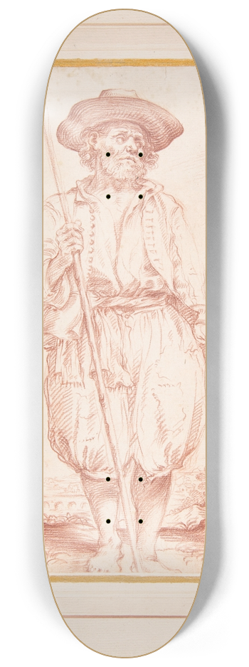 Giovan Gioseffo dal Sole - Standing Countryman Holding a Staff 8.25 inch art skate deck