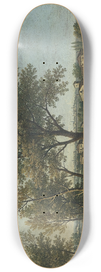 Giovanni Battista Cimaroli - Paesaggio fluviale con pastore e gregge 8.25 inch art skate deck
