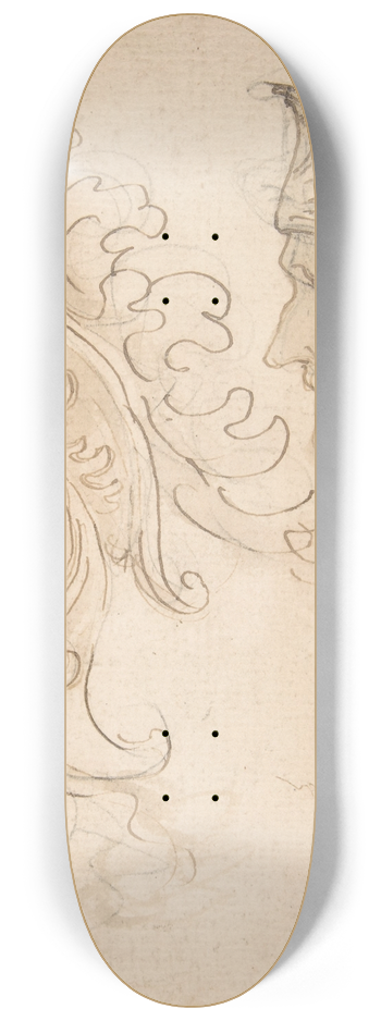 Giovanni Battista Foggini - Two Studies for Helmet Designs Presented En Profil 8.25 inch art skate deck