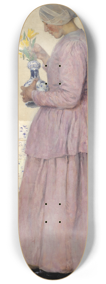 Gari Melchers - Arranging the Tulips 8.25 inch art skate deck