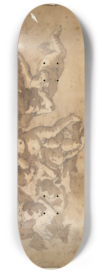 Giovanni Domenico Tiepolo - Putti Flying inClouds 8.25 inch art skate deck