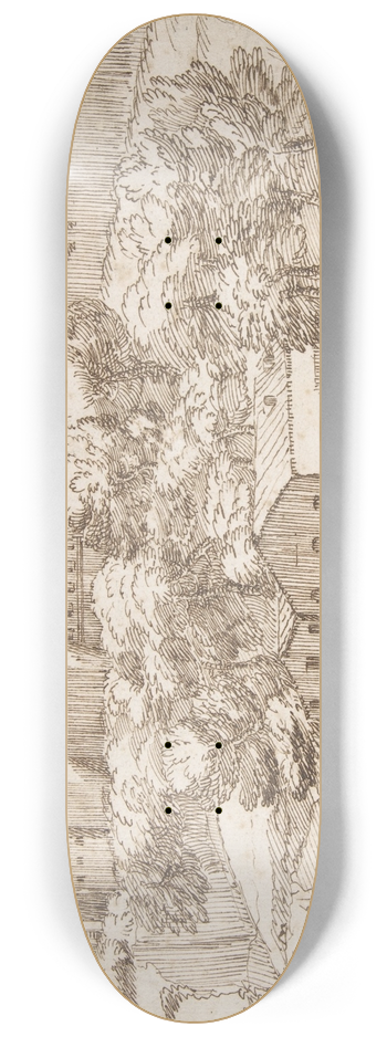 Giovanni Francesco Grimaldi - Landscape Study; Surburbs of Rome 8.25 inch art skate deck