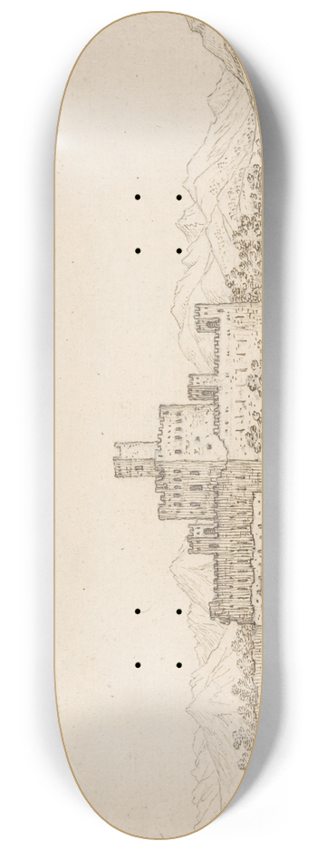 Giovanni Francesco Grimaldi - View of Motrone Castle (before its demolition around 1692) 8.25 inch art skate deck