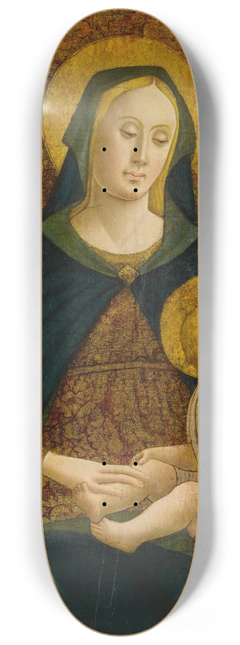 Giovanni Mazone - Madonna and Child enthroned with two angels 8.25 inch art skate deck