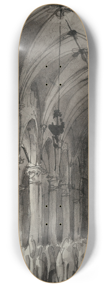 Giovanni Migliara - Sermon in a Gothic church 8.25 inch art skate deck