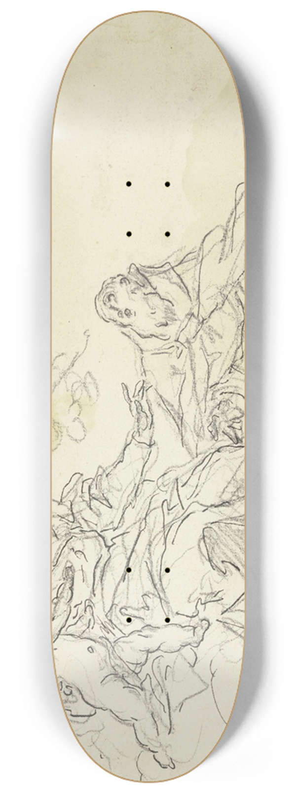 Gaspare Diziani - Madonna auf Wolken, von einem Heiligen verehrt 8.25 inch art skate deck