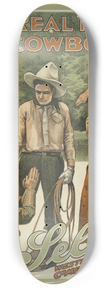 Goes Litho. Co. - The Real thing in cowboys cupid in chaps. 8.25 inch art skate deck