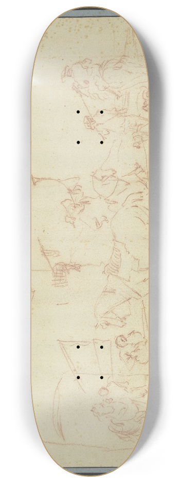 Gottlieb Welt - Aufbrechende Jagdgesellschaft an einem Gehft 8.25 inch art skate deck