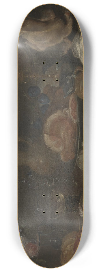 Alexander Adriaenssen - Still life with flowers, ham, game, shellfish and fruit 8.25 inch art skate deck