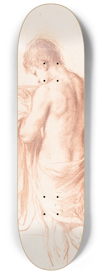 Guercino - Standing Youth Seen from Behind Holding a Bowl 8.25 inch art skate deck