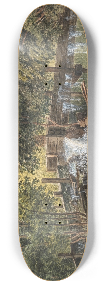 Gustav Barbarini - Waldstck mit einer hlzernen Bachruine 8.25 inch art skate deck
