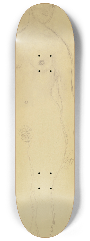 Gustav Klimt - Stehender Akt von vorne, nach rechts blickend 8.25 inch art skate deck