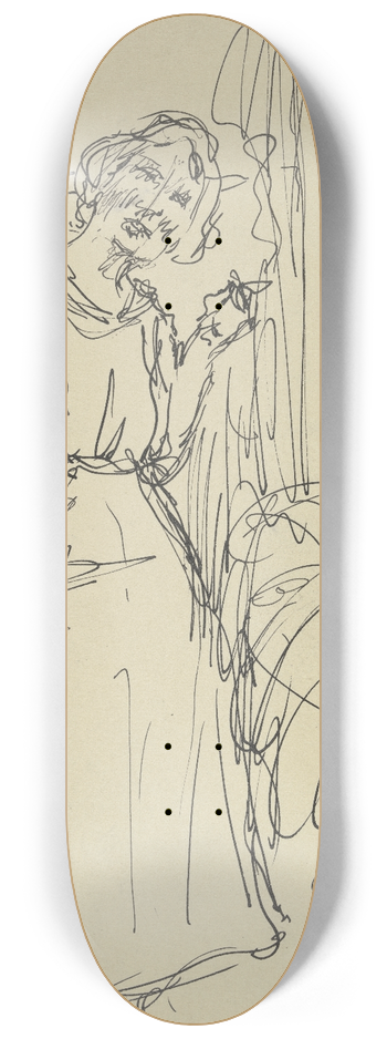 Gustav Schraegle - Standing girl 8.25 inch art skate deck