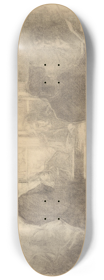 Gustav Wentzel - An interior with figures around a table 8.25 inch art skate deck