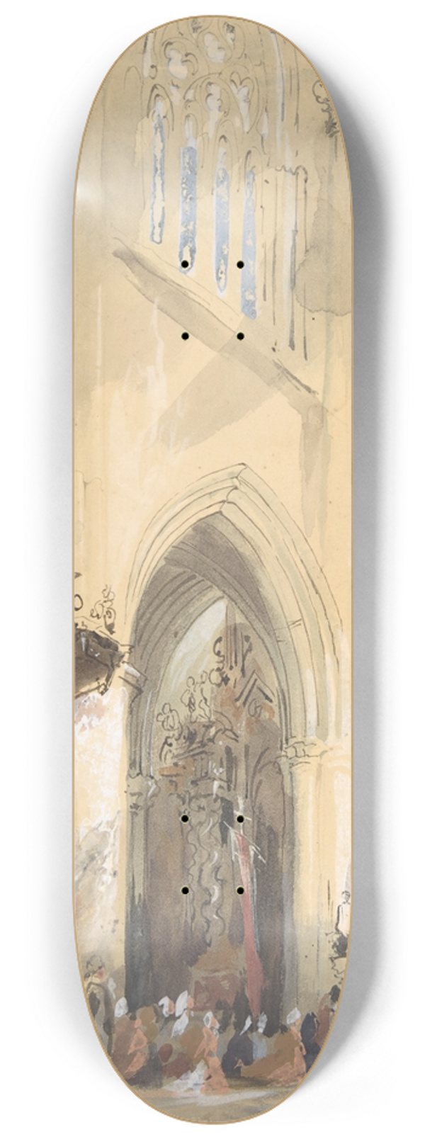 Genaro Prez Villaamil - Interior of the Church of St. Jacques, Louvain 8.25 inch art skate deck
