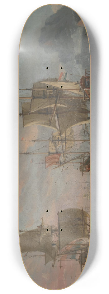 Abraham Storck - The Dutch Whaling Fleet 8.25 inch art skate deck