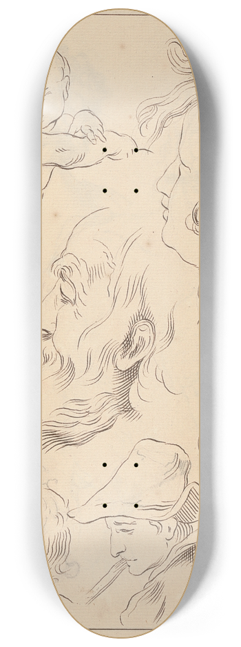 Hamlet Winstanley - Various Sketches of Heads 8.25 inch art skate deck