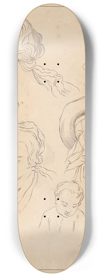 Hamlet Winstanley - Various Sketches of Heads 8.25 inch art skate deck