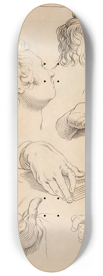 Hamlet Winstanley - Various Sketches of Heads and Hands 8.25 inch art skate deck