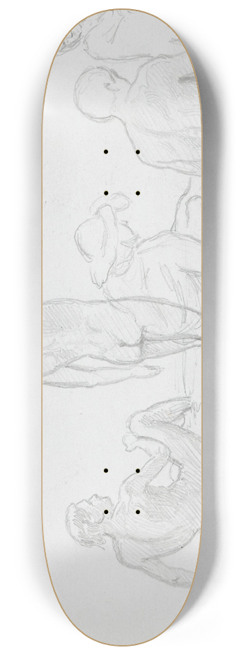 Hans Gude - Badende menn og gutter 8.25 inch art skate deck