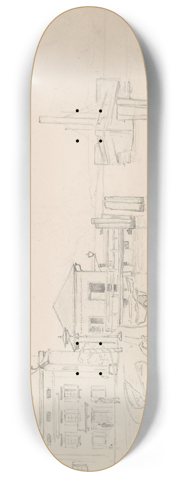 Hans Gude - Dampskip ved brygge, berlingen 8.25 inch art skate deck