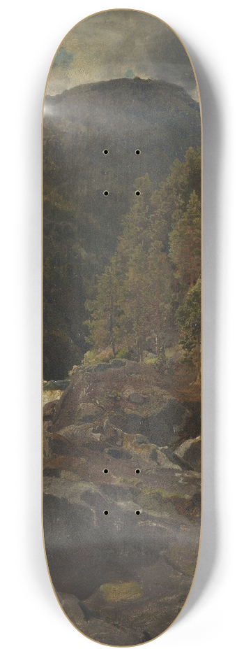 Hans Gude - Landscape with Waterfall 8.25 inch art skate deck