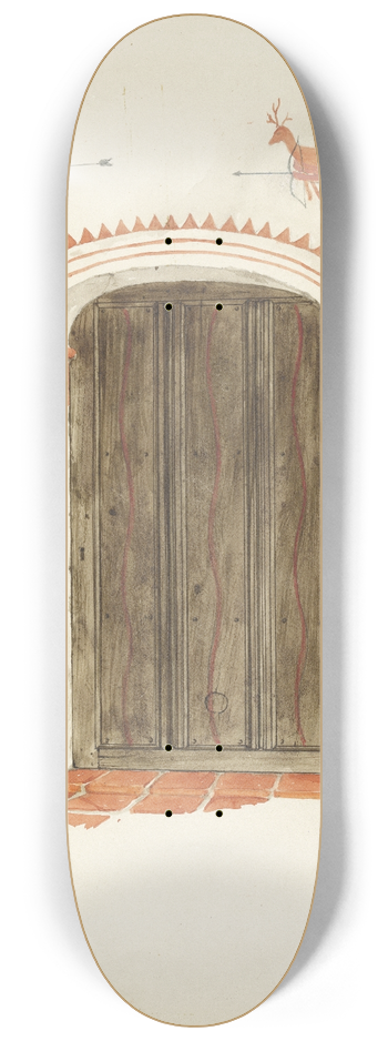 Geoffrey Holt - Restoration Drawing  Wall Decoration Over Doorway, Facade of Mission-House 8.25 inch art skate deck
