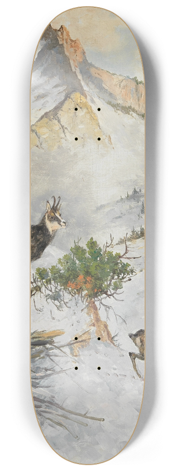 Georg Berger - Chamois in a Winter Landscape 8.25 inch art skate deck