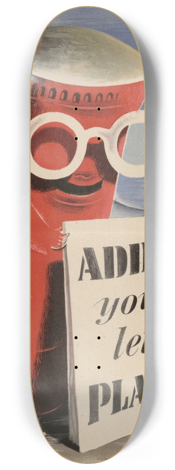 Hans Schleger - Address Your Letters Plainly 8.25 inch art skate deck