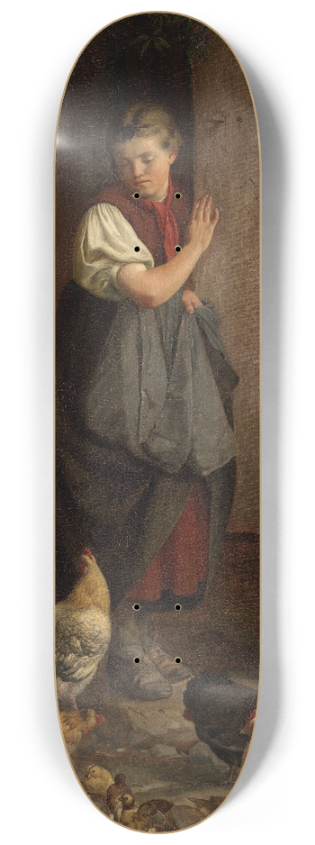 Hans Thoma - Feeding chickens 8.25 inch art skate deck