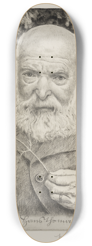 Hans Thoma - Selbstbildnis VI mit Blume 8.25 inch art skate deck