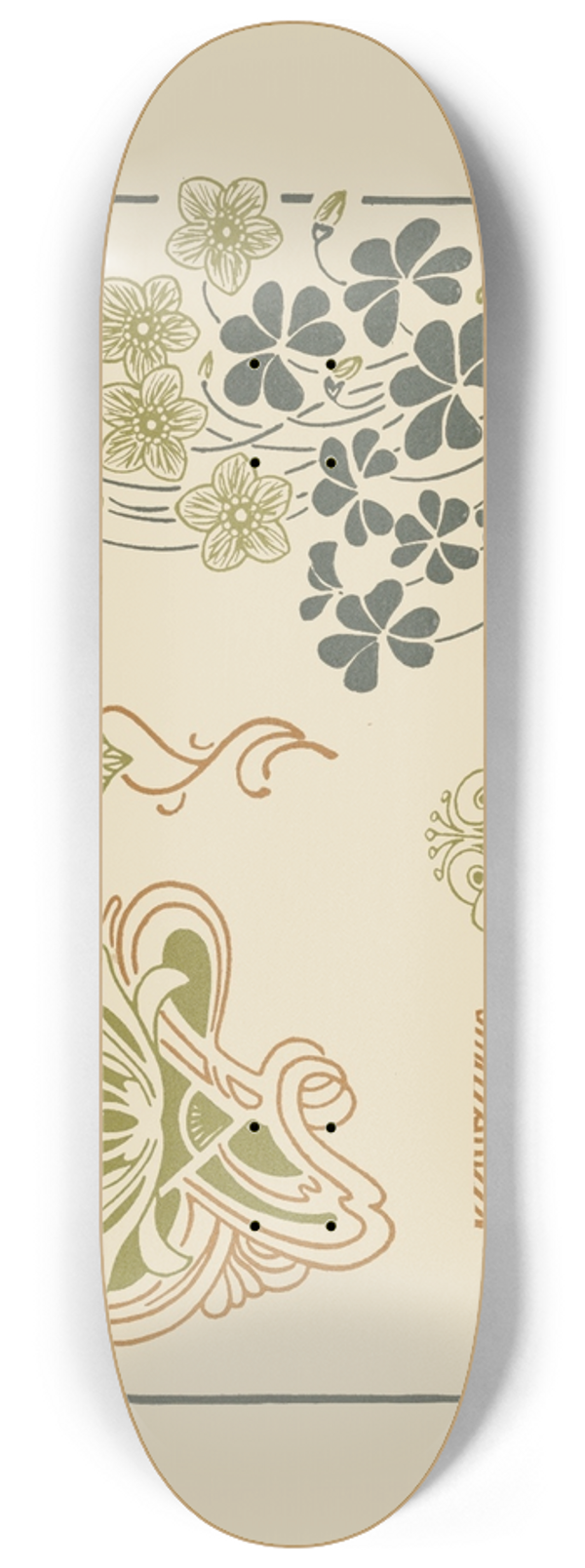 George Auriol - Abstract design based on flowers and leaves. 8.25 inch art skate deck