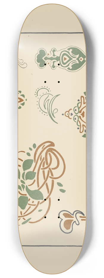 George Auriol - Abstract design based on leaves and organic shapes 8.25 inch art skate deck