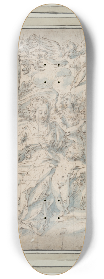 Hendrik de Clerck - Virgin and Child with TwoAngels 8.25 inch art skate deck