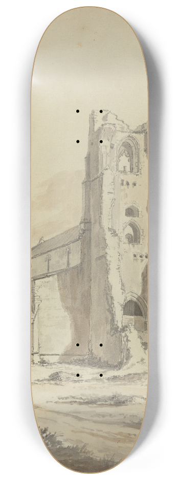 Hendrik Frans de Cort - Ruined Church 8.25 inch art skate deck