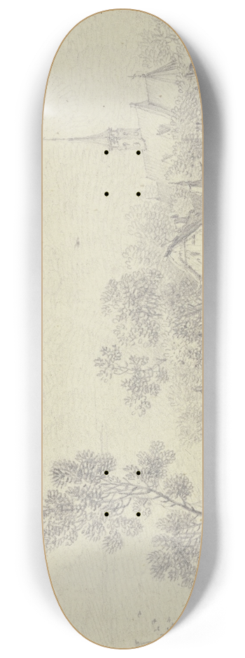 Hendrik Meyer - Bei einem Dorf am Wasser vorn zwei sitzende Mnner 8.25 inch art skate deck