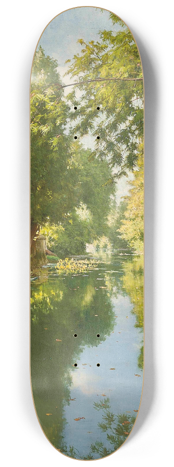 Henri Biva - Punts moored on still waters 8.25 inch art skate deck