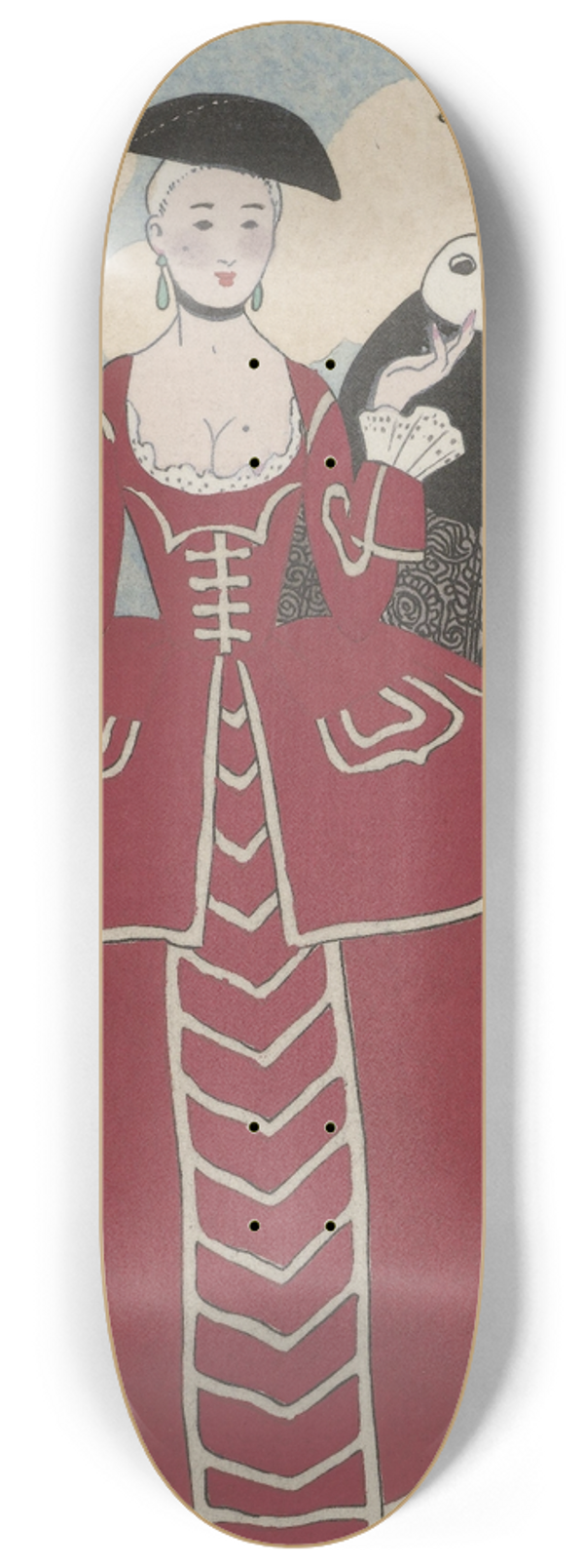 George Barbier - Travestissement daprs Longhi 8.25 inch art skate deck