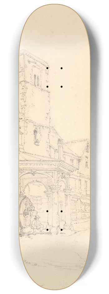 Henry Edridge - Clock Tower, St. Albans Abbey 8.25 inch art skate deck