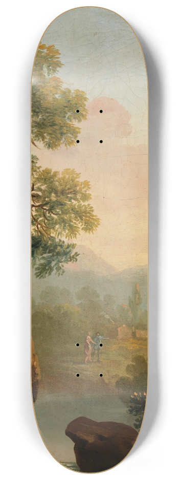 George Barret - Landscape with Figures in the Background 8.25 inch art skate deck